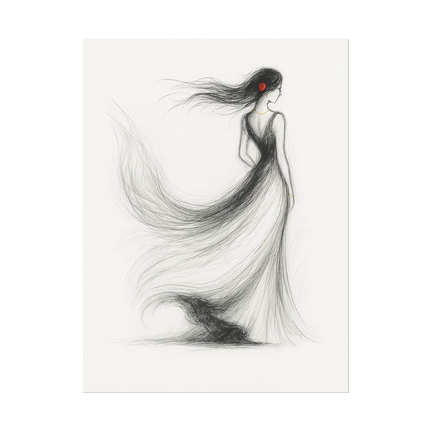 Abstract Rose Woman Wall Art - Fine Art Print 8X10 & 18X24