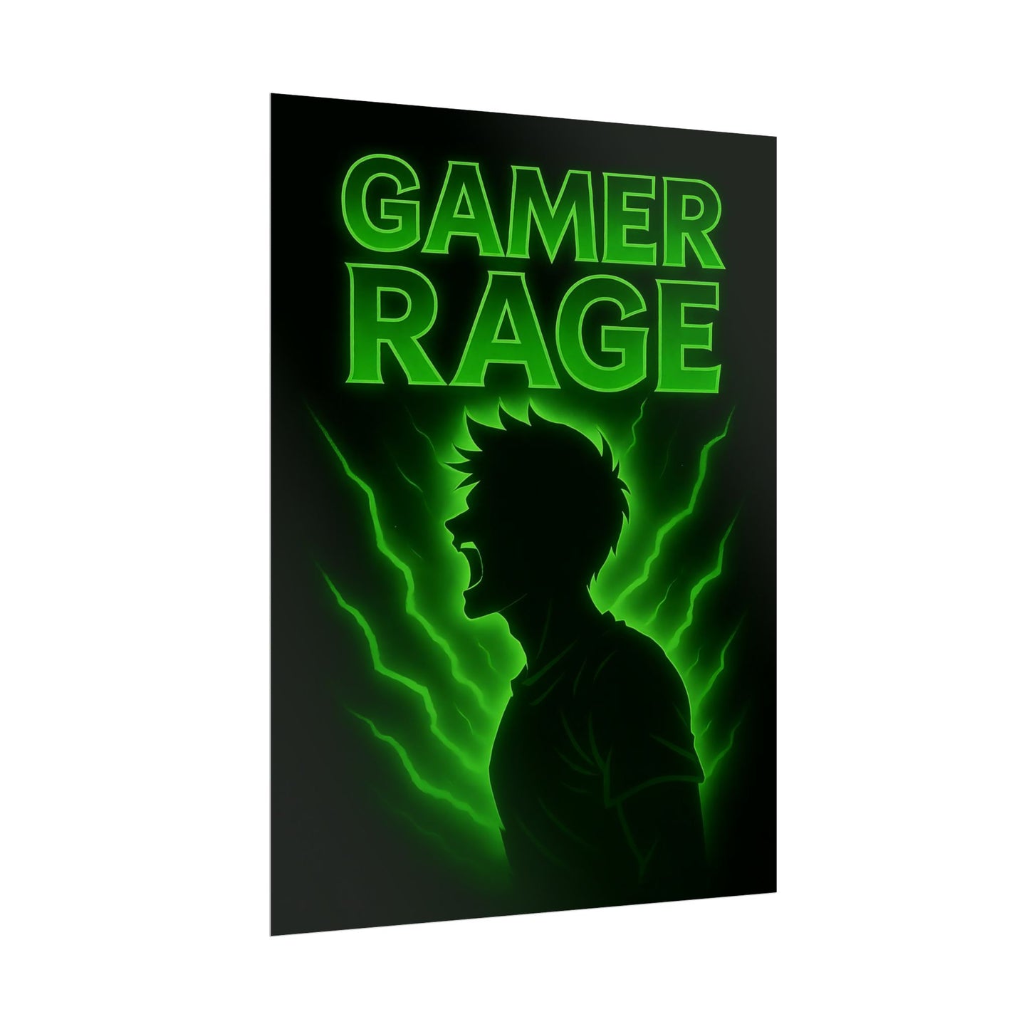 Gamer Rage Wall Art Poster – Neon Gaming Poster for Game Rooms- Video Game Poster