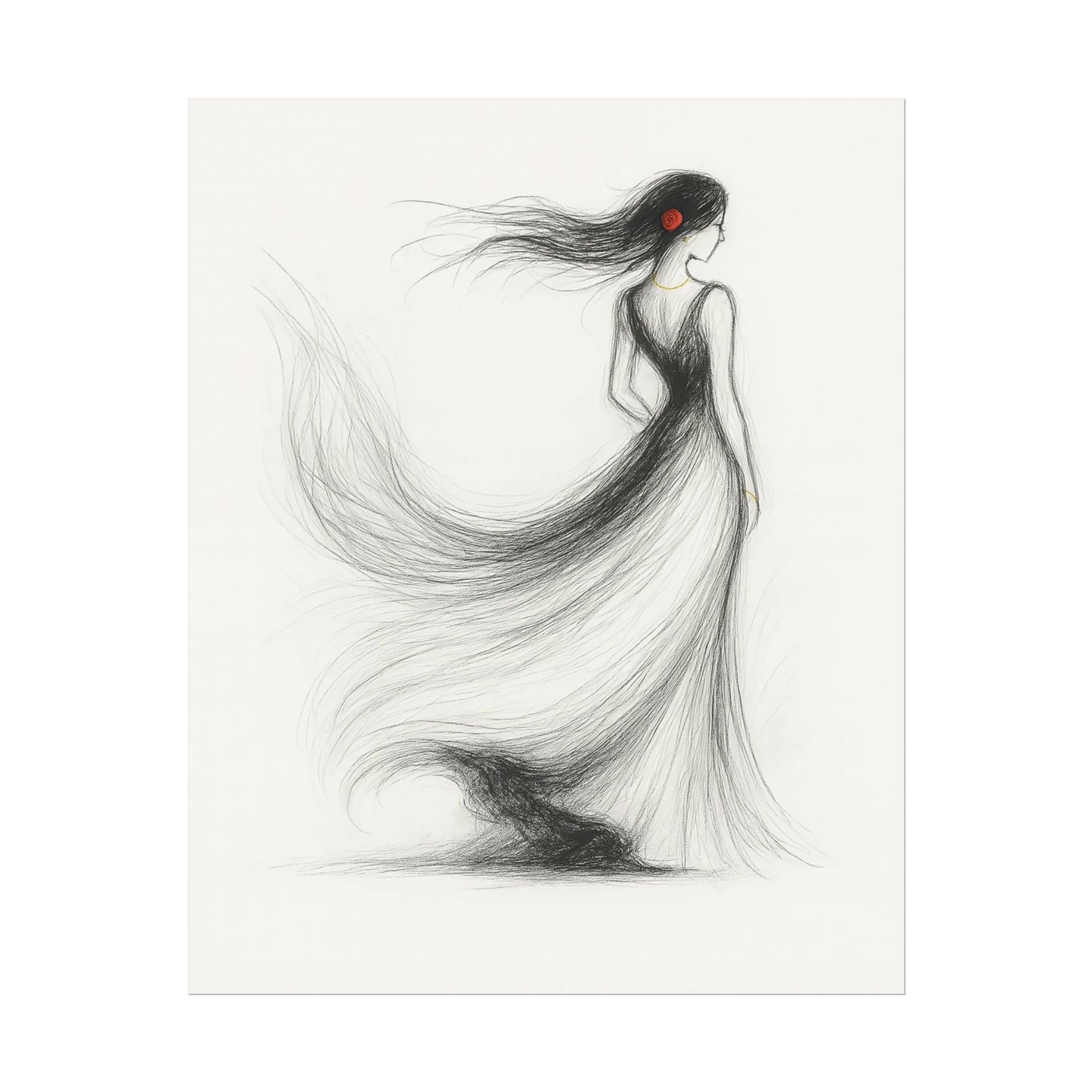 Abstract Rose Woman Wall Art - Fine Art Print 8X10 & 18X24