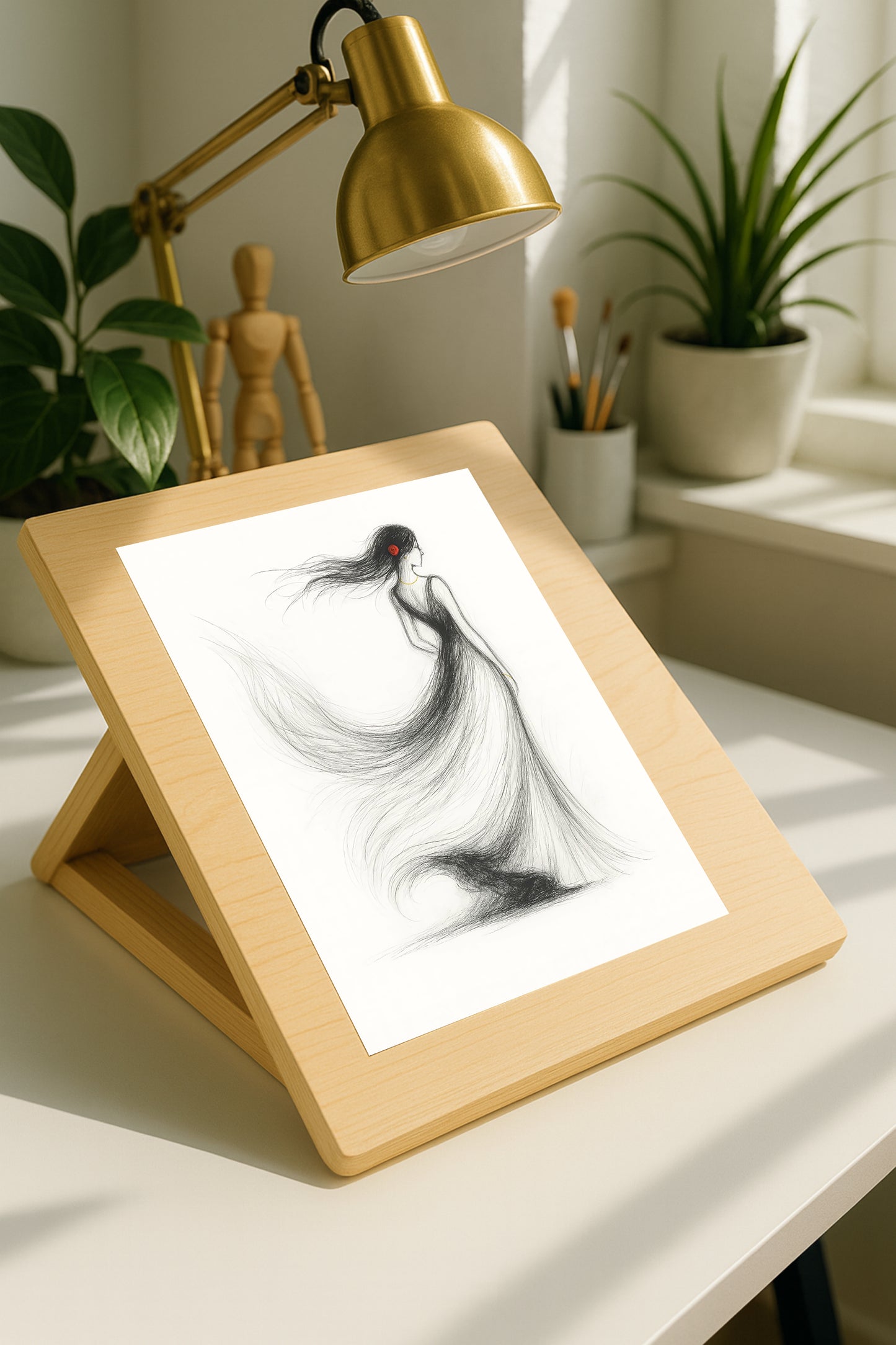 Minimalist Abstract Rose Woman Wall Art – Digital Download