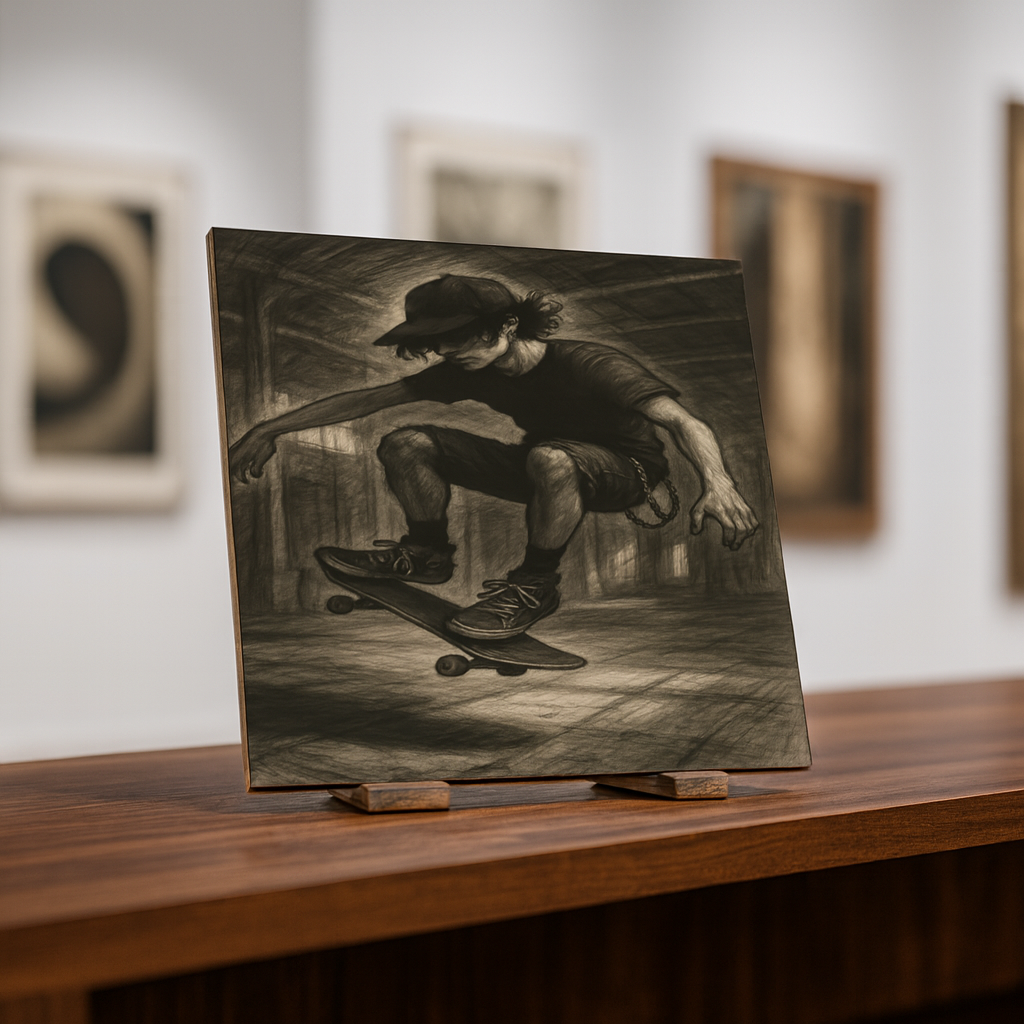 Skaterboy in Motion, Original Skateboard Art Tile, Skateboard Wall Art, One of a Kind IndyNate Artwork, Collectible, Skateboard Art