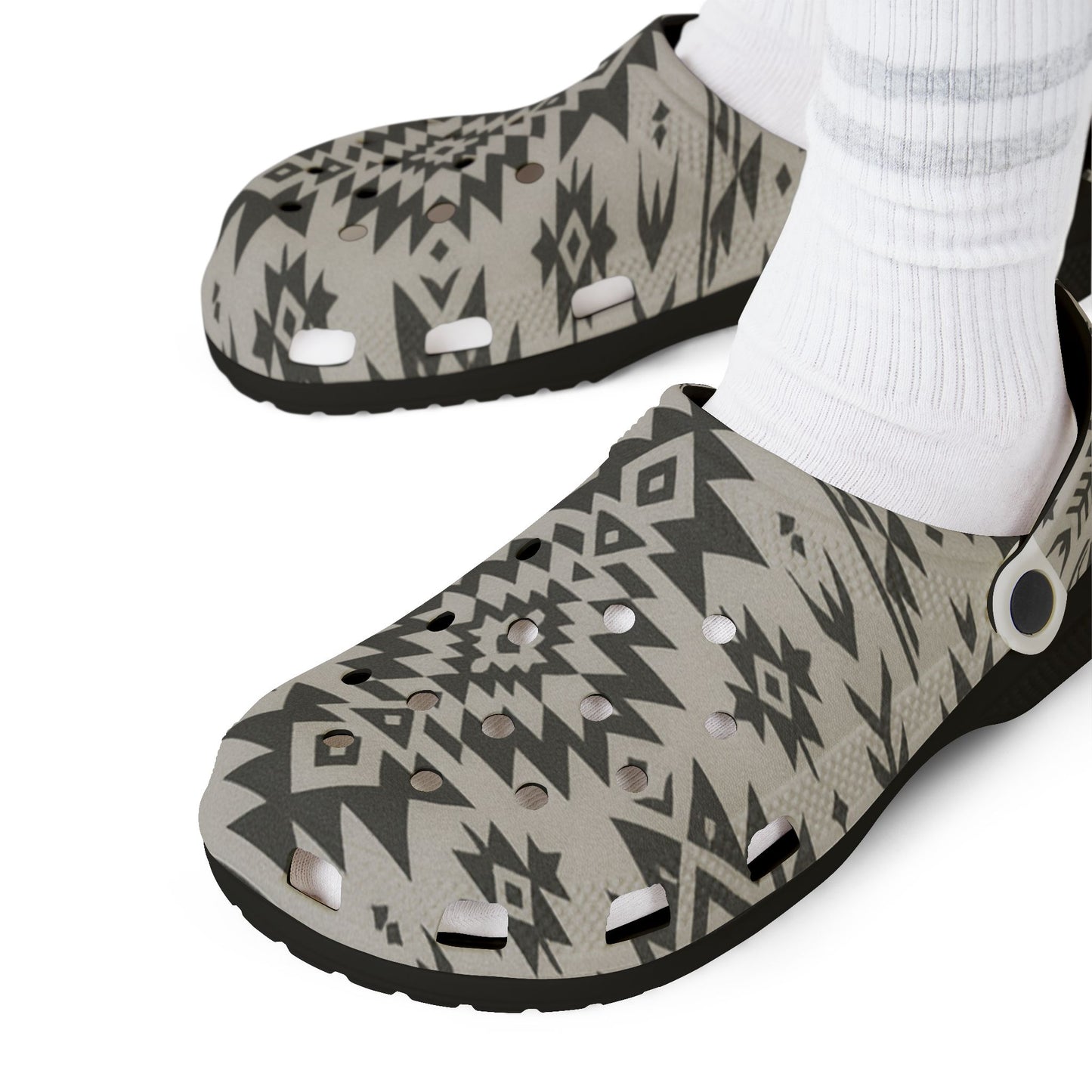 Stylish Pattern Foam Clogs – Black & White, Perfect for Any Fit
