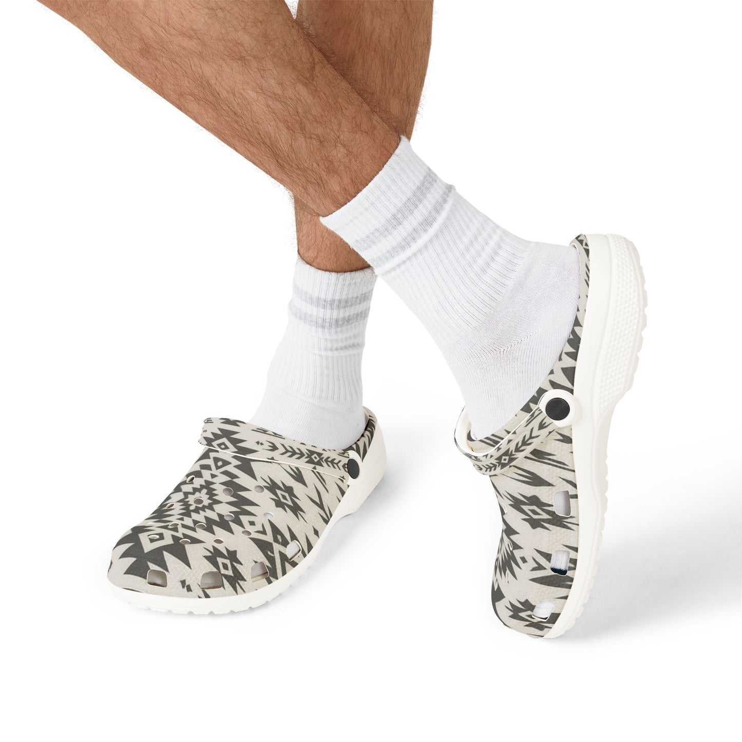 Stylish Pattern Foam Clogs – Black & White, Perfect for Any Fit