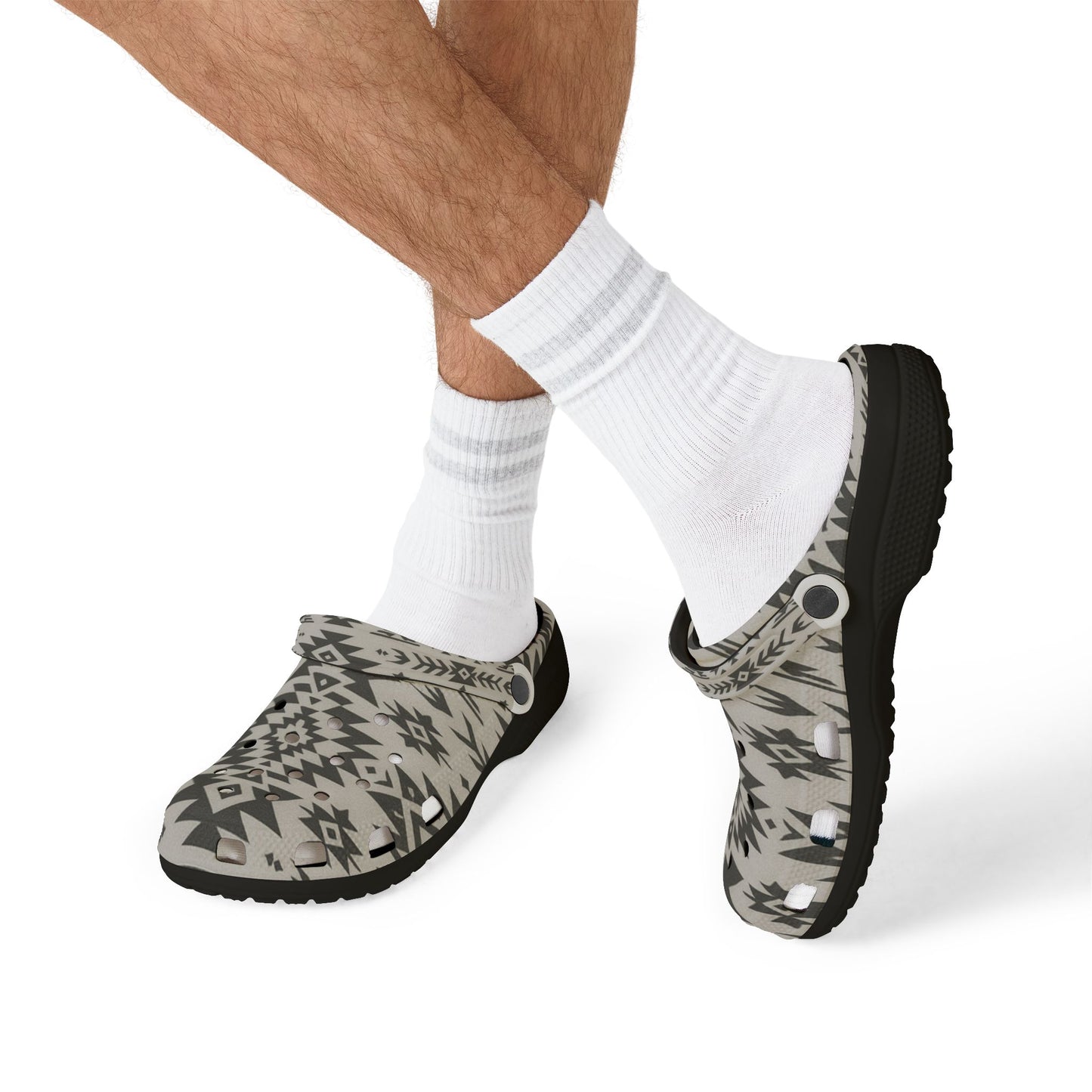 Stylish Pattern Foam Clogs – Black & White, Perfect for Any Fit