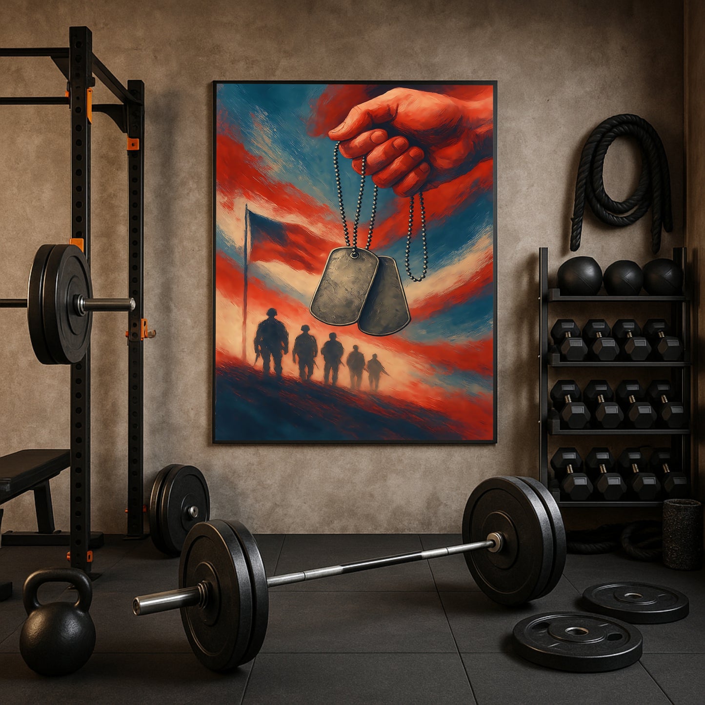 Patriotic Military Wall Art | Veteran Gym Decor