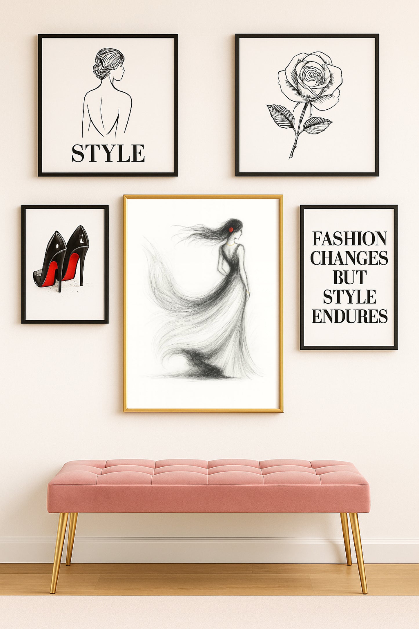 Minimalist Abstract Rose Woman Wall Art – Digital Download