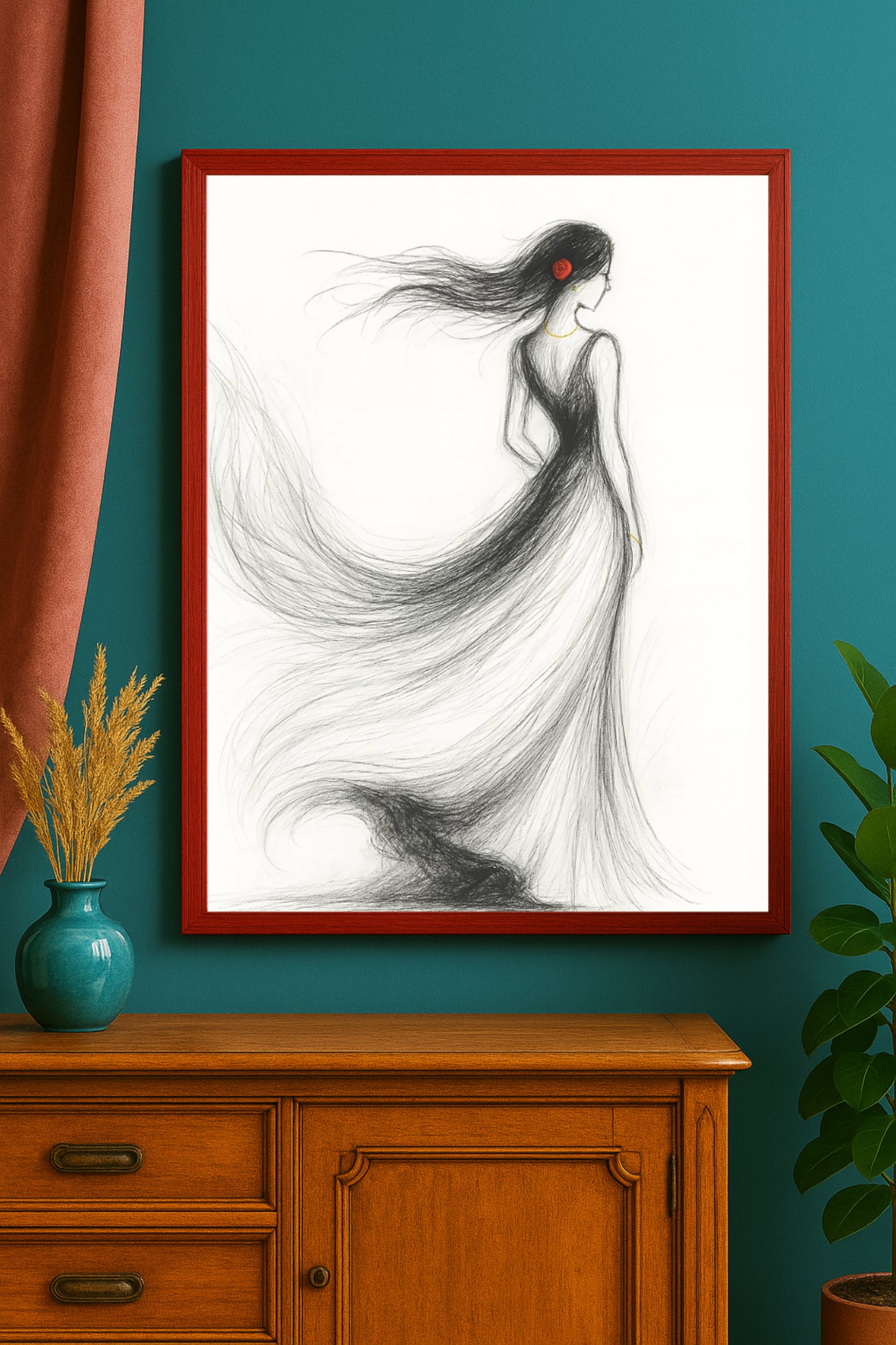 Minimalist Abstract Rose Woman Wall Art – Digital Download