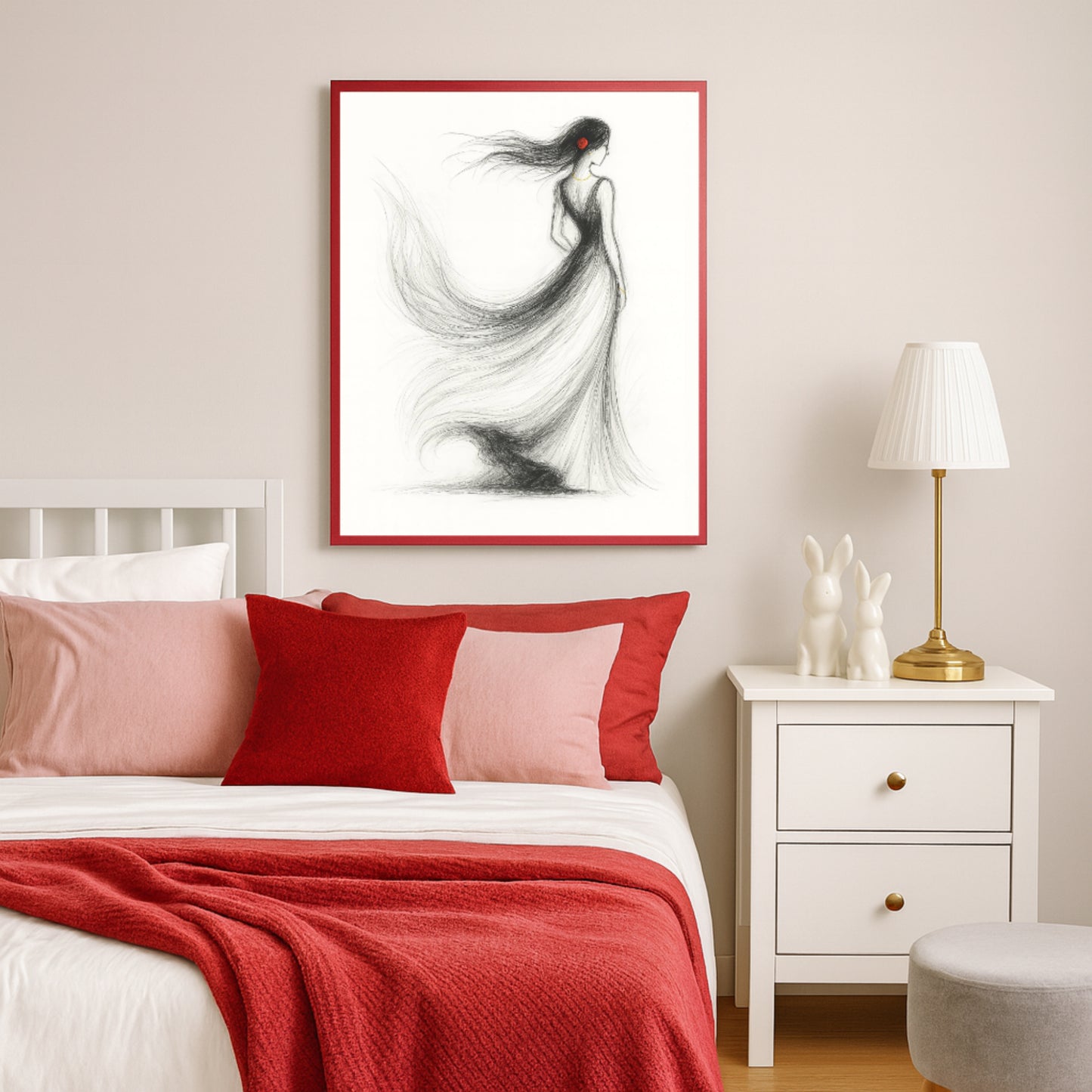 Minimalist Abstract Rose Woman Wall Art – Digital Download