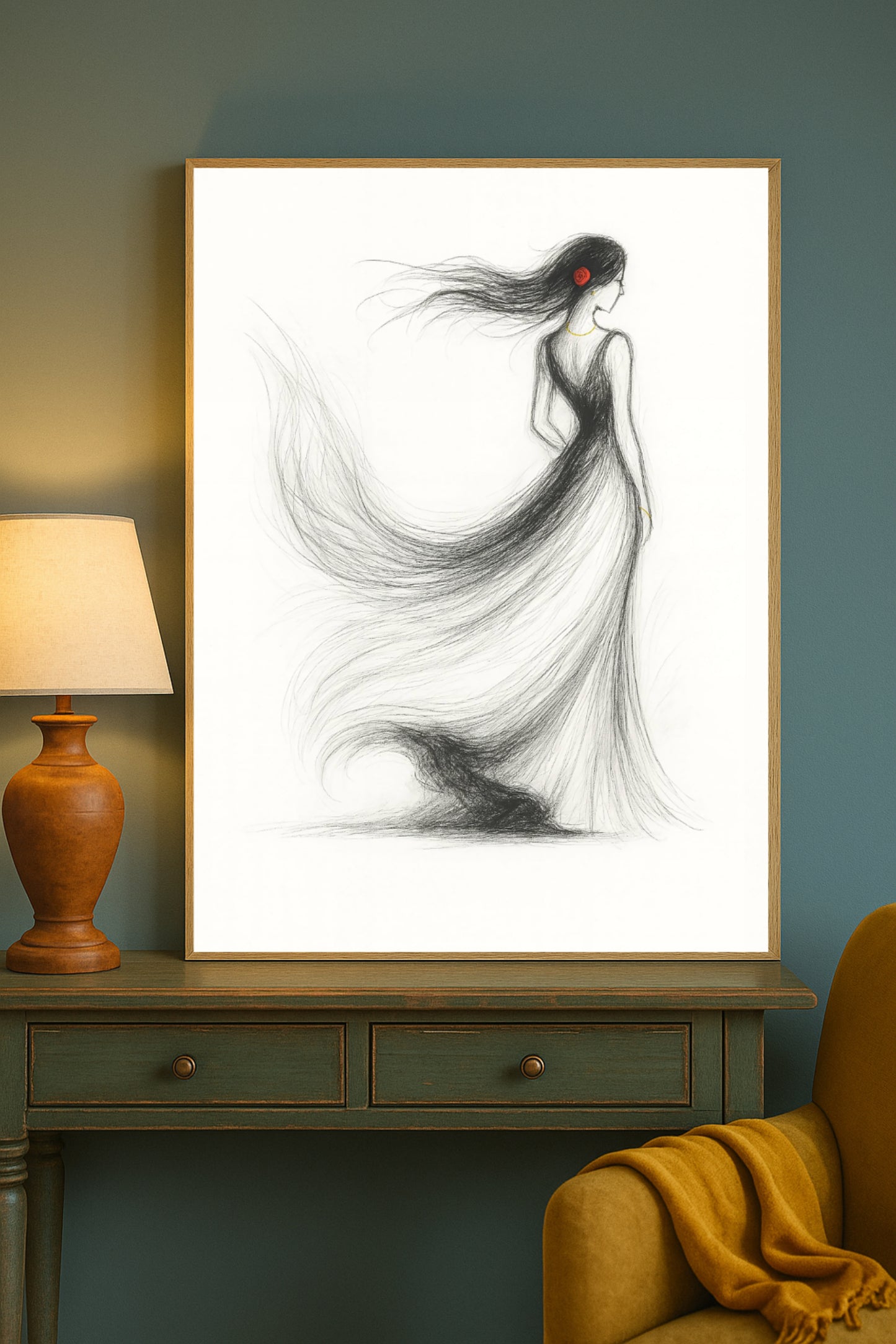 Minimalist Abstract Rose Woman Wall Art – Digital Download