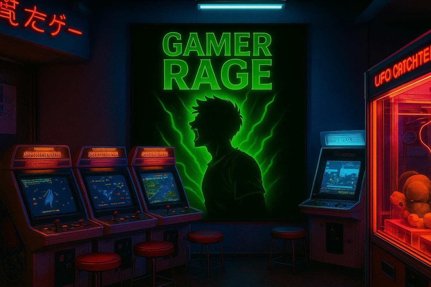 Gamer Rage | Neon Green Gaming Wall Art | Digital Download | Video Game Room Decor | E sports Poster | RGB Gaming Aesthetic