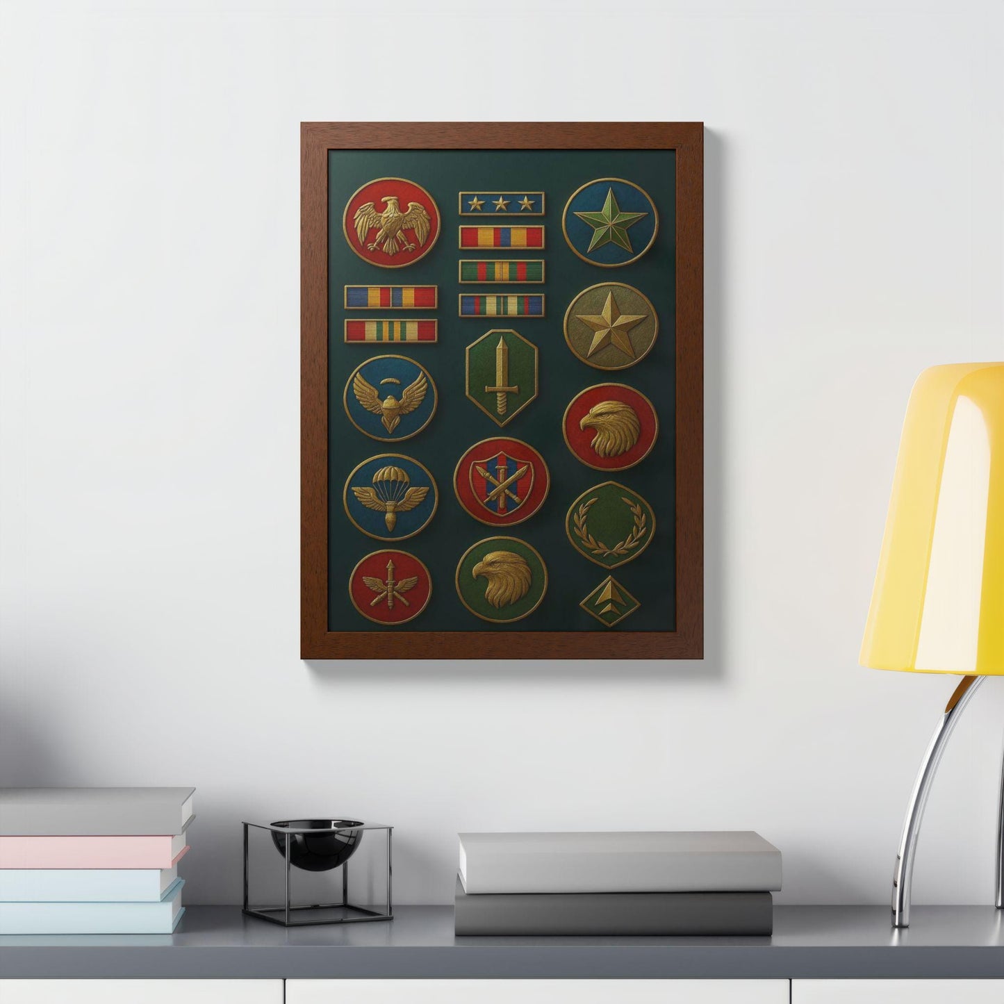 Military Award Plaque Art Framed, Wall Art, Home Decor, Gift for Veterans, Memorial Day, Army Decor, Patriotic Art