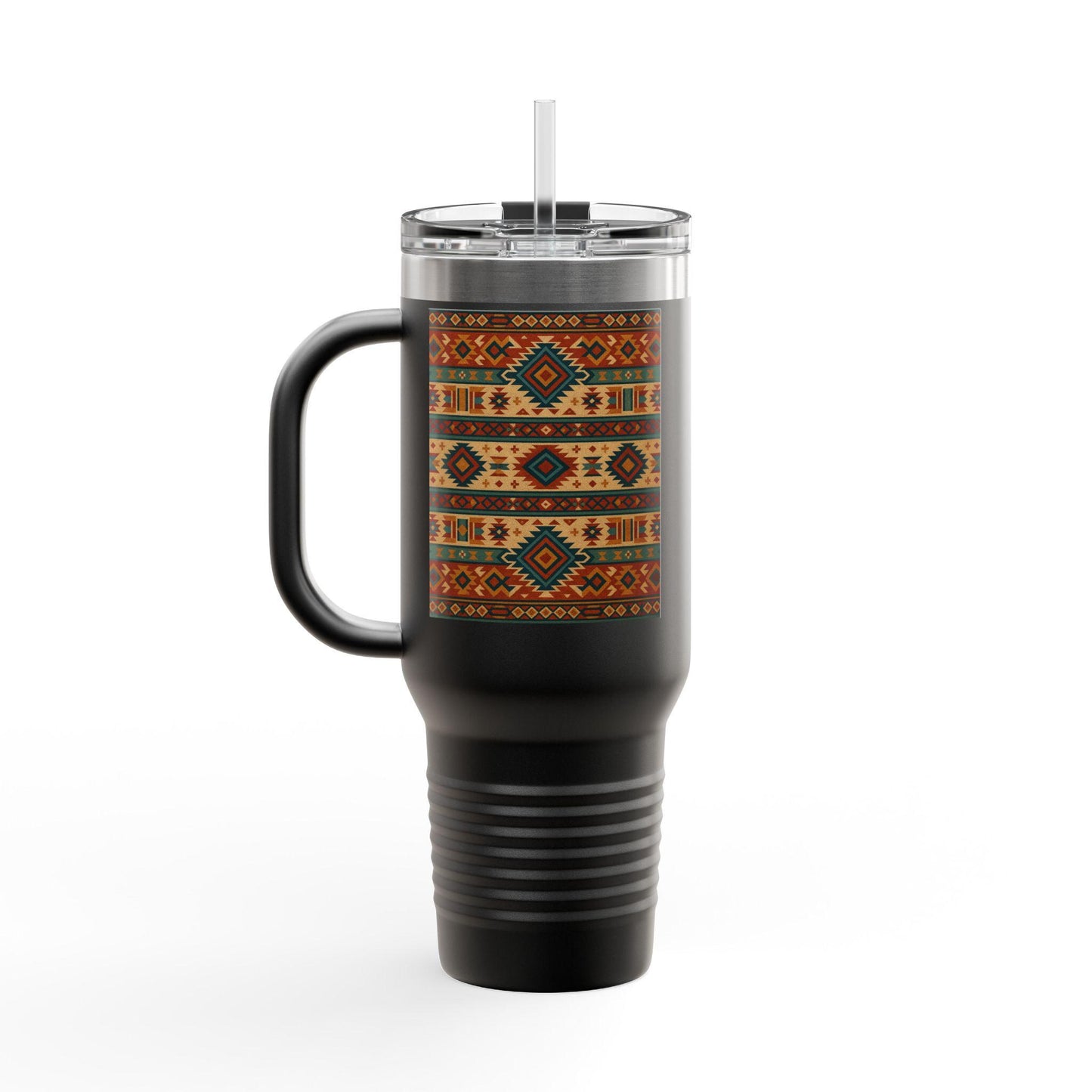 High Fashion Vibrant Pattern Insulated Large Travel Mug, 40oz | Eco-Friendly Coffee Tumbler, Perfect for Travel, Camping, Holidays, Gifts