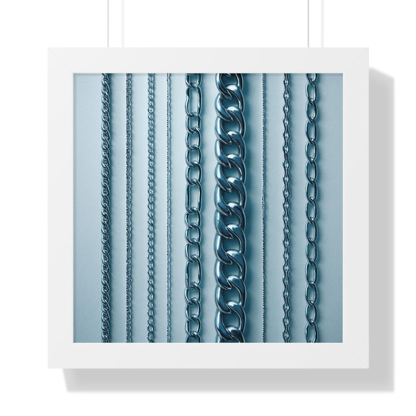 Modern Chain Framed Vertical Poster, Wall Art Decor, Industrial Aesthetic, Home Office Decoration, Gift for Him, Minimalist Design