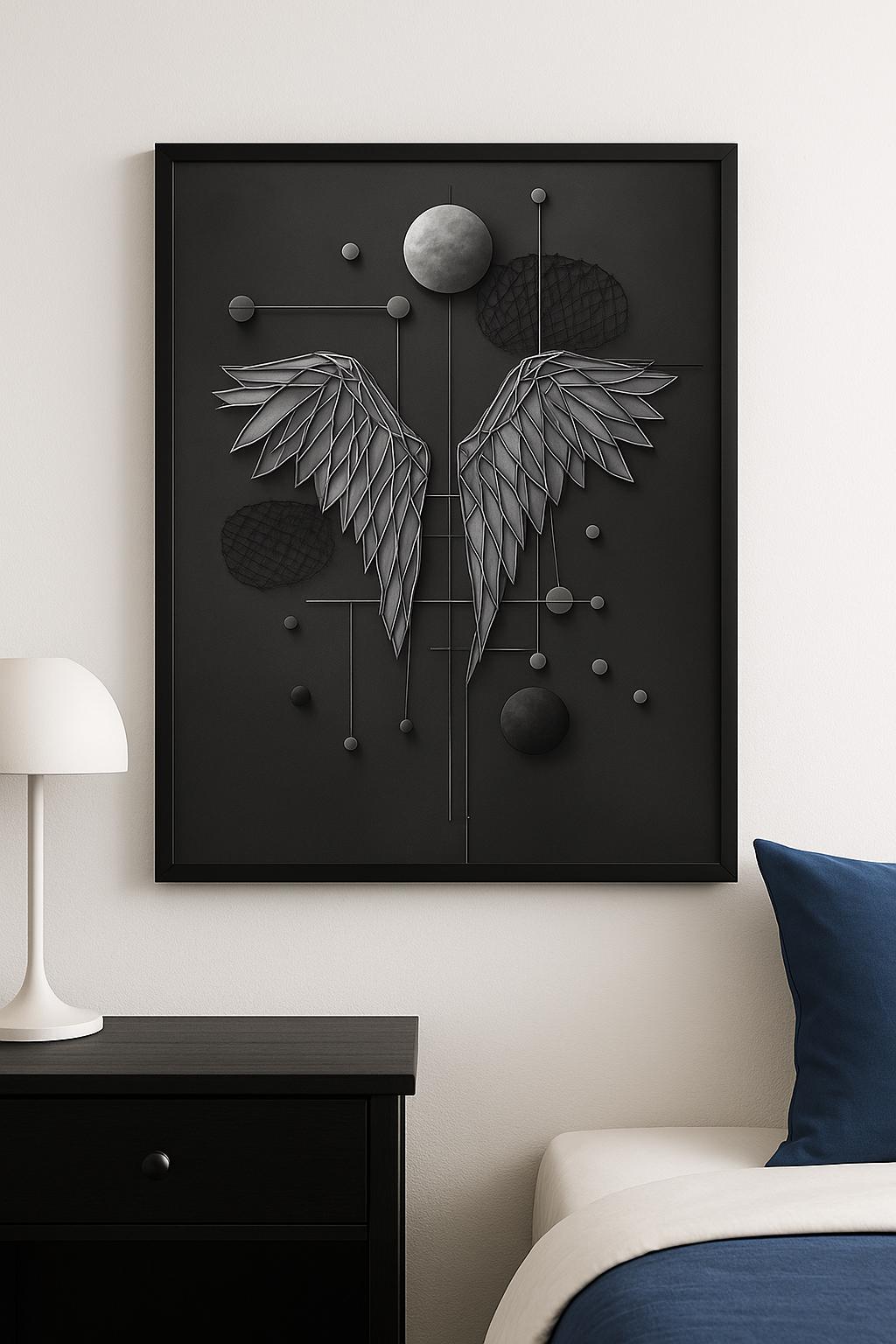 Abstract – Minimalist Angel Wings Wall Art | Black & White Digital Download | Modern Printable Wall Decor