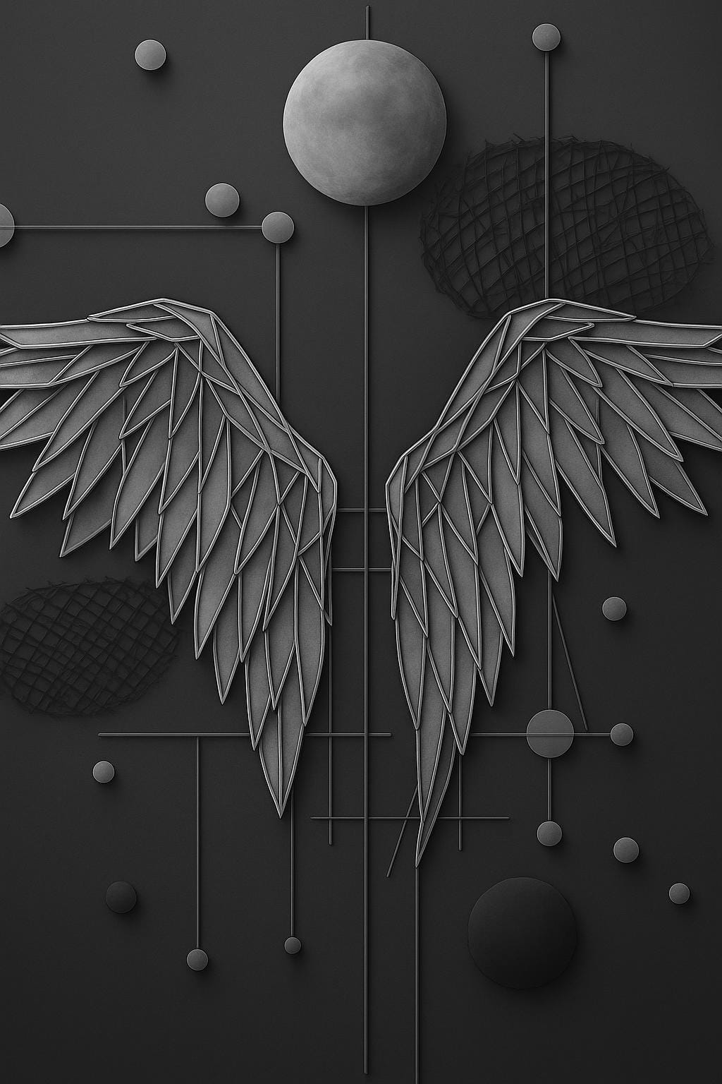 Abstract – Minimalist Angel Wings Wall Art | Black & White Digital Download | Modern Printable Wall Decor