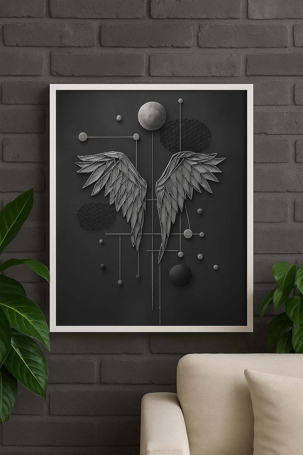 Abstract – Minimalist Angel Wings Wall Art | Black & White Digital Download | Modern Printable Wall Decor