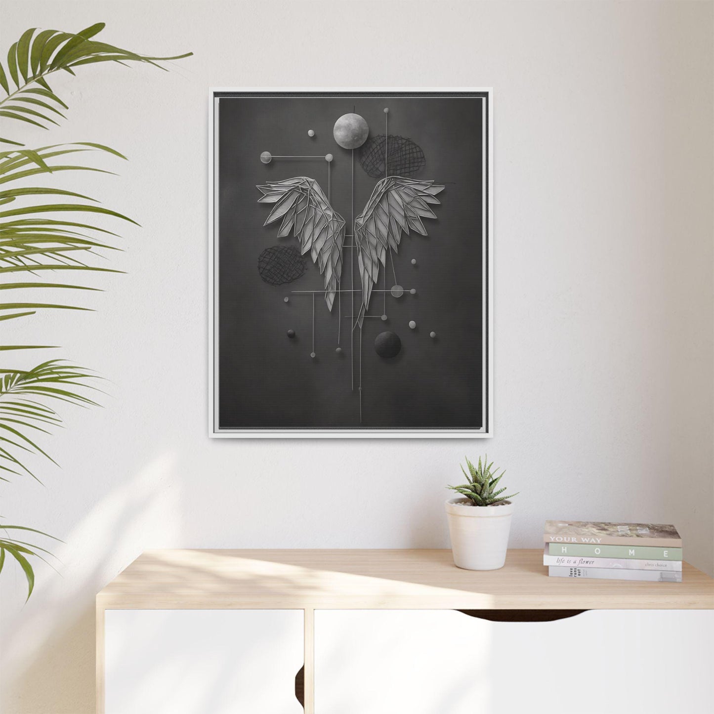 Framed Canvas Art, Modern Wall Decor, Angel Wings Artwork, Home Decoration, Gift for Art Lovers, Thoughtful Housewarming Gift