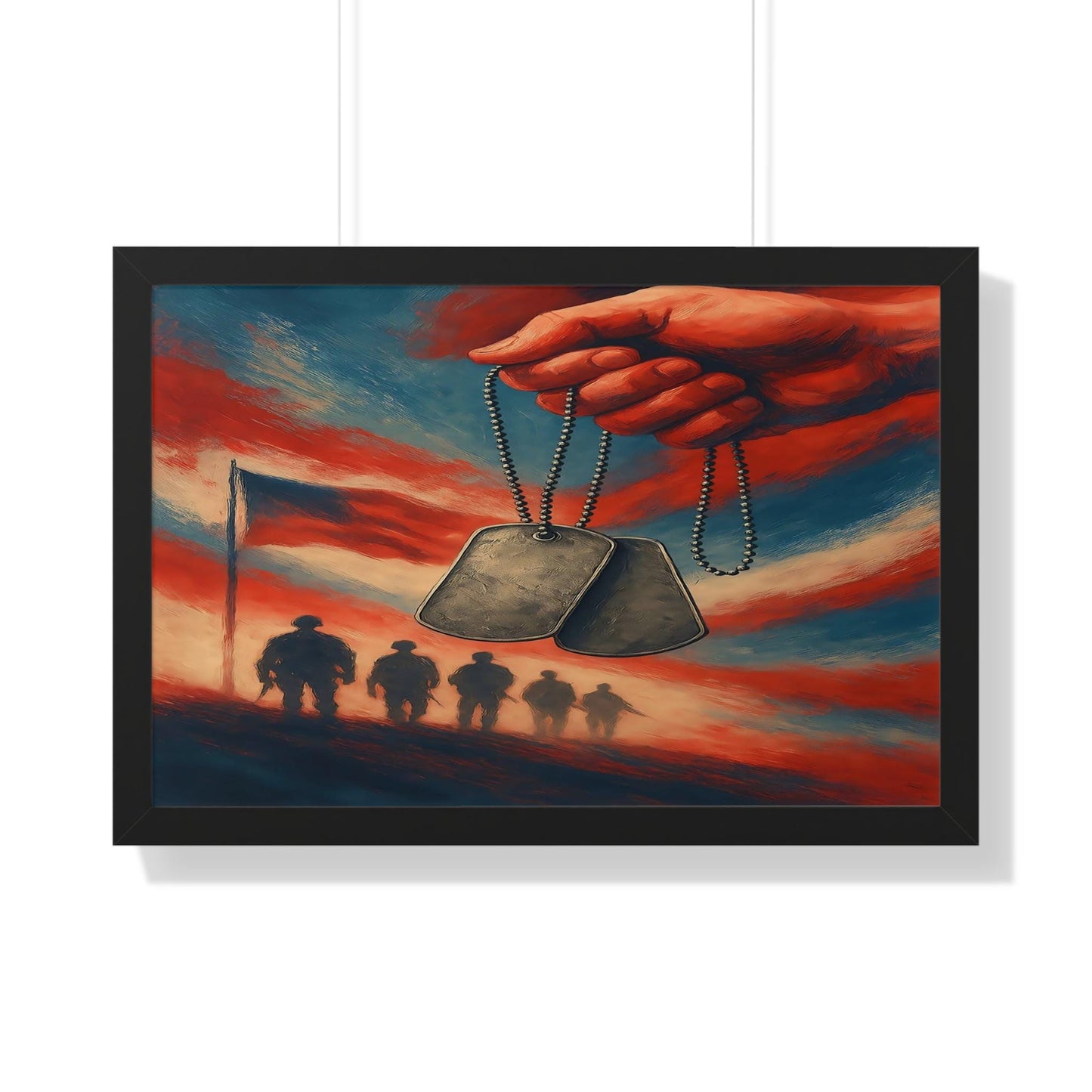 Patriotic Framed Horizontal Poster - Military Tribute Art, Home Decor, Veteran's Day Gift, Wall Art for Soldiers, Memorial Day Decoration
