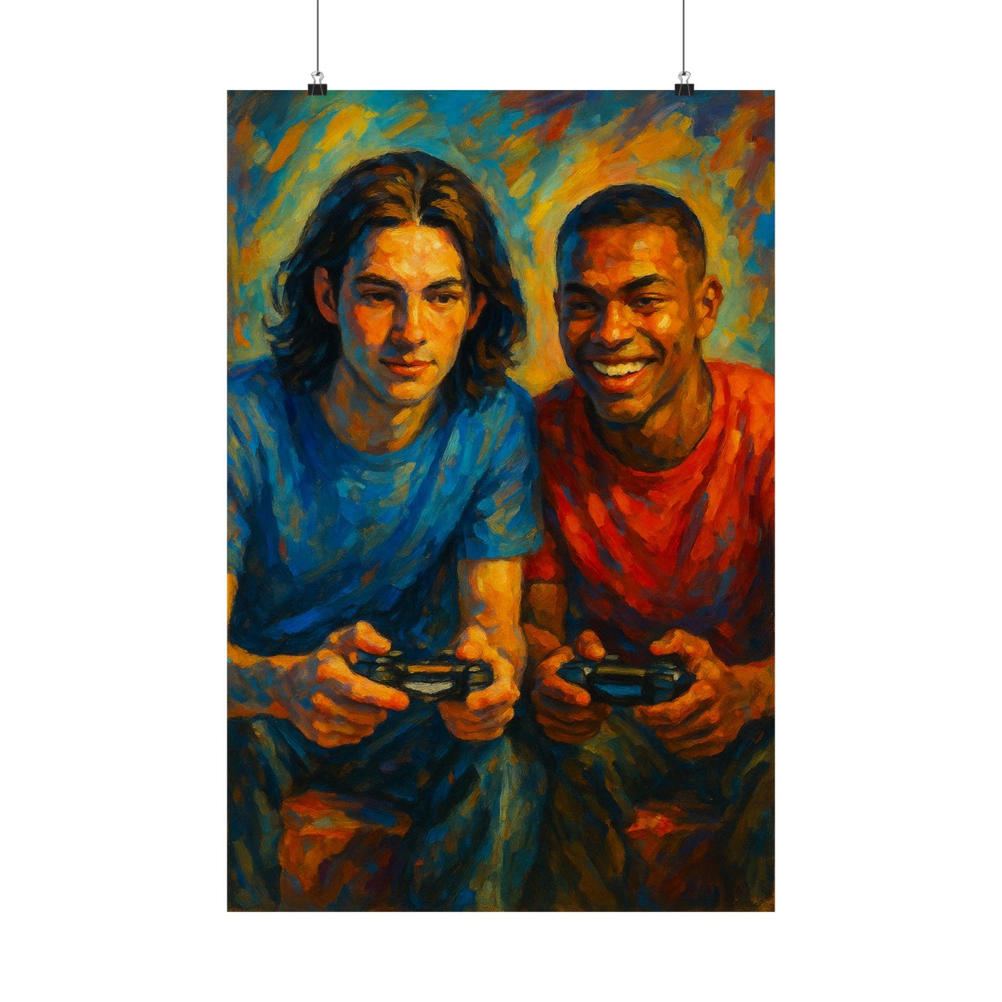 Gaming Bros Poster, Wall Art, Gift for Gamers, Game Room Decor, Playful Art Prints
