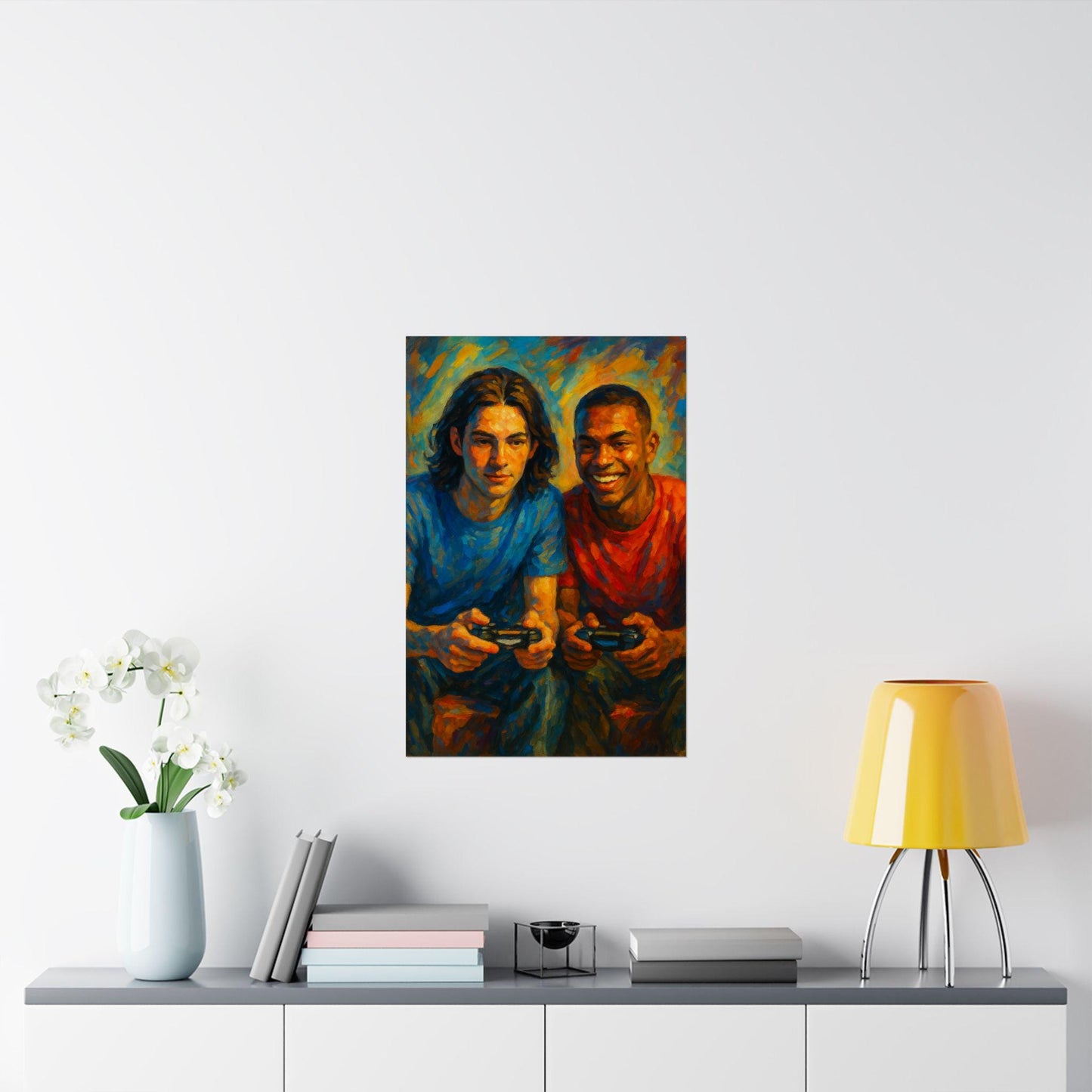 Gaming Bros Poster, Wall Art, Gift for Gamers, Game Room Decor, Playful Art Prints