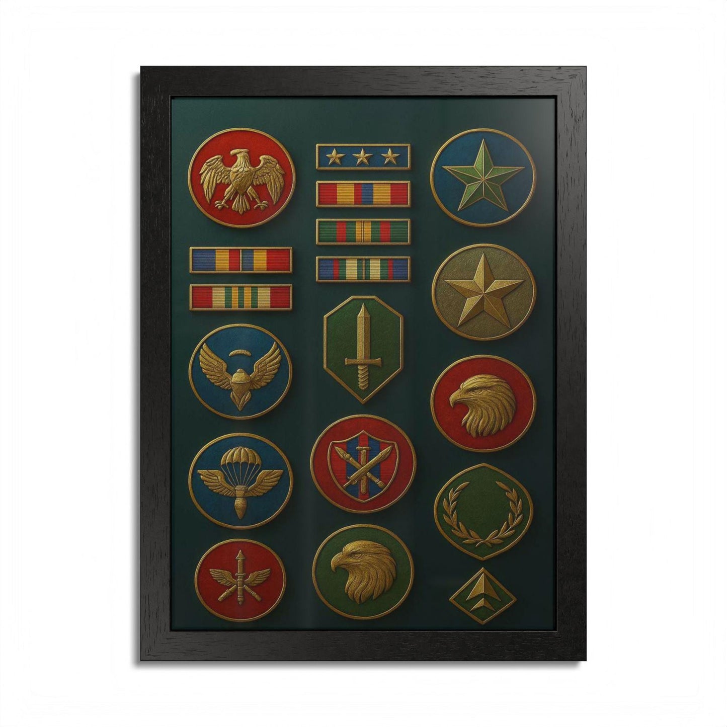 Military Award Plaque Art Framed, Wall Art, Home Decor, Gift for Veterans, Memorial Day, Army Decor, Patriotic Art