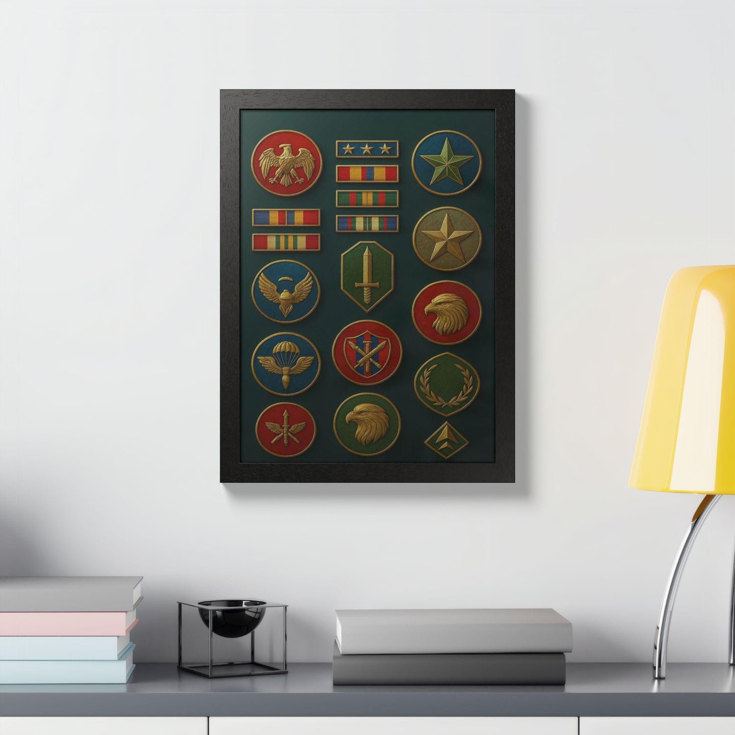 Military Award Plaque Art Framed, Wall Art, Home Decor, Gift for Veterans, Memorial Day, Army Decor, Patriotic Art