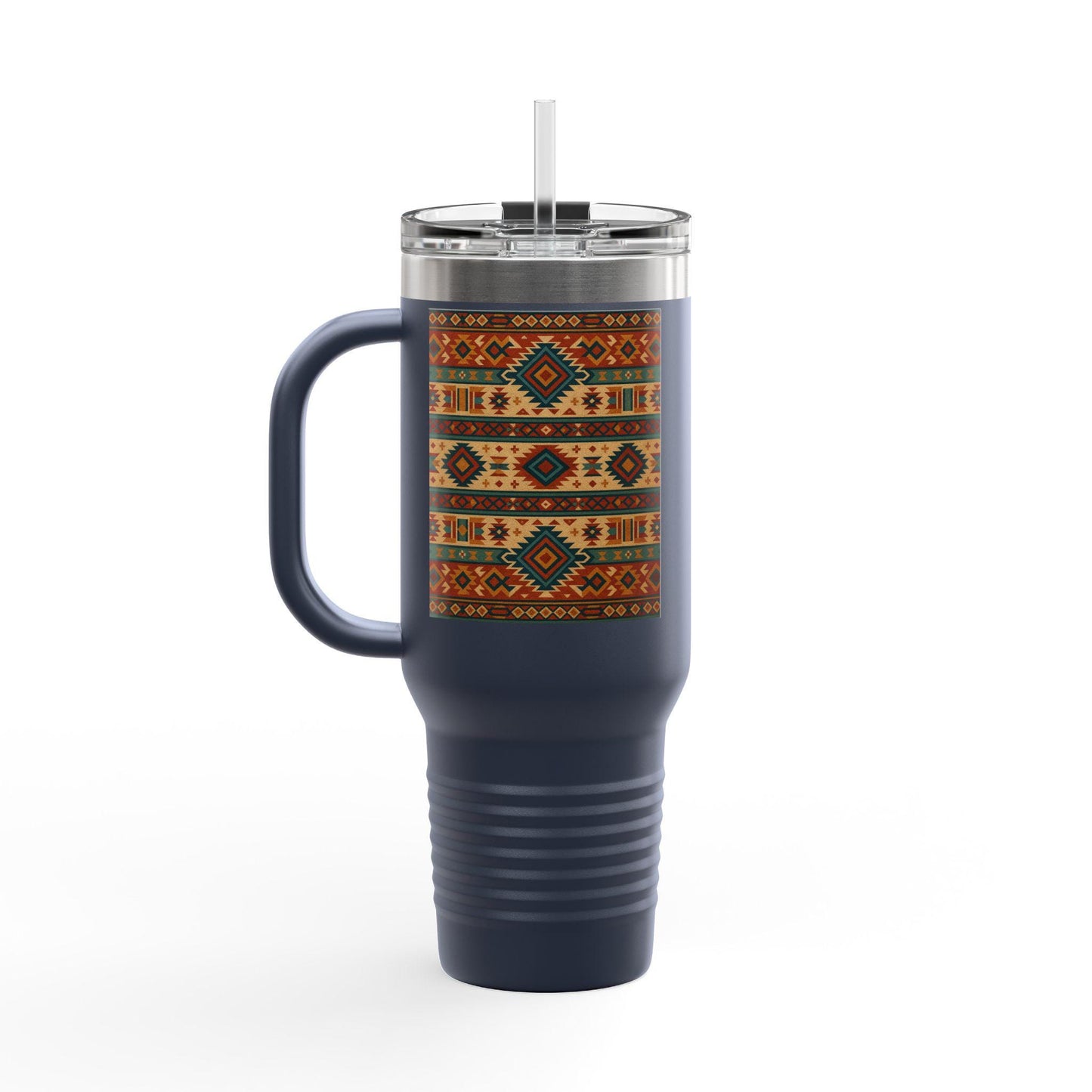 High Fashion Vibrant Pattern Insulated Large Travel Mug, 40oz | Eco-Friendly Coffee Tumbler, Perfect for Travel, Camping, Holidays, Gifts