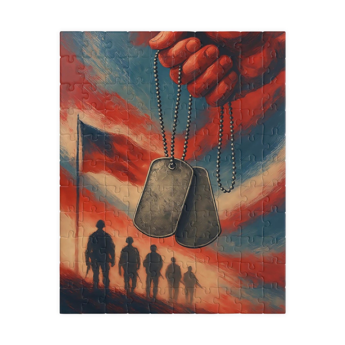 Patriotic Military Puzzle, Veteran Tribute Jigsaw, Memorial Day Gift, Family Game Night, Military Decor, American Flag Art
