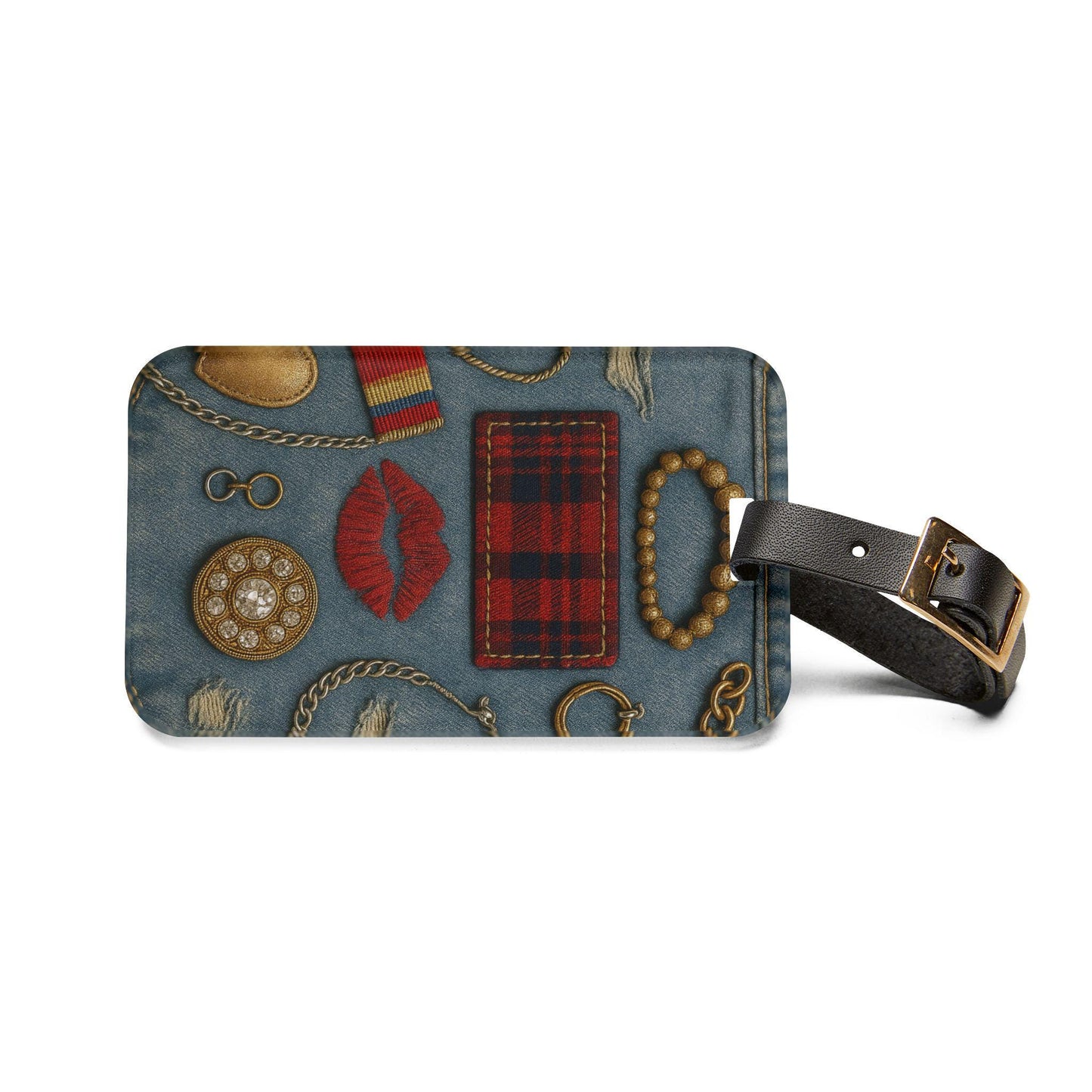 Red Lips Luggage Tag, Travel Accessory, Personalized Bag Tag, Unique Gift for Travelers, Adventure Ready