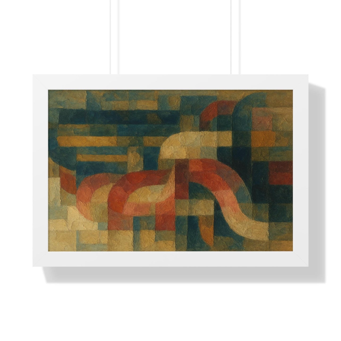 Abstract Geometric Wall Art, Framed Horizontal Art, Modern Home Decor, Living Room Art, Unique Gift for Art Lovers