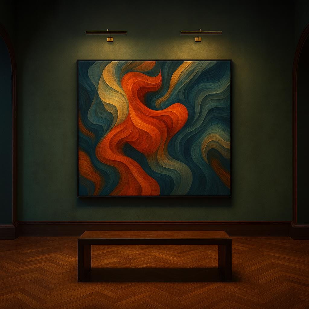 Abstract Blue & Orange Flowing Waves | Digital Download Wall Art
