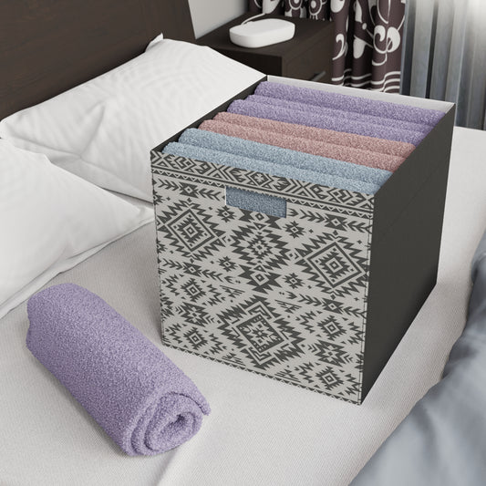 Fabric Pattern Storage Box - Stylish Home Organizer Square Bin, Boho Felt for Home Decor