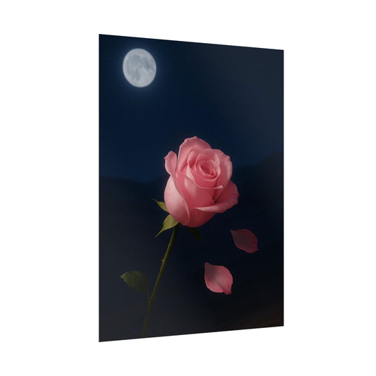 Midnight Rose Wall Art, Romantic Floral Poster Size, Semi-Glossy Print, Gift for Home & Loved Ones