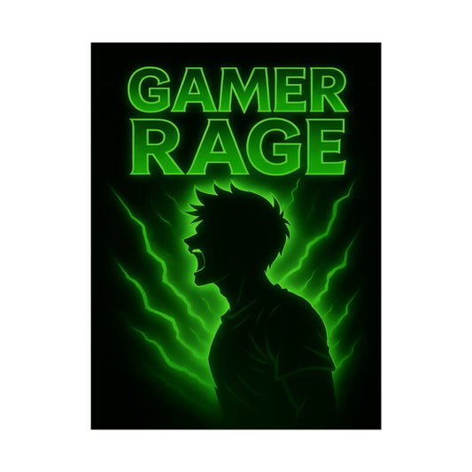 Gamer Rage Wall Art Poster – Neon Gaming Poster for Game Rooms- Video Game Poster