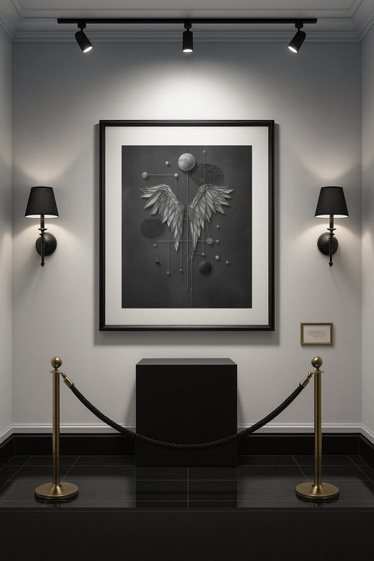 Abstract – Minimalist Angel Wings Wall Art | Black & White Digital Download | Modern Printable Wall Decor
