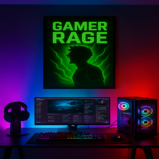 Gamer Rage | Neon Green Gaming Wall Art | Digital Download | Video Game Room Decor | E sports Poster | RGB Gaming Aesthetic