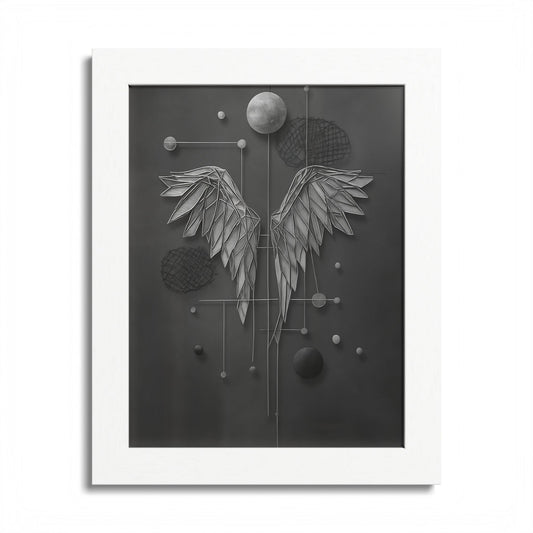 Abstract – Minimalist Angel Wings Wall Art | Black & White Digital Download | Modern Printable Wall Decor
