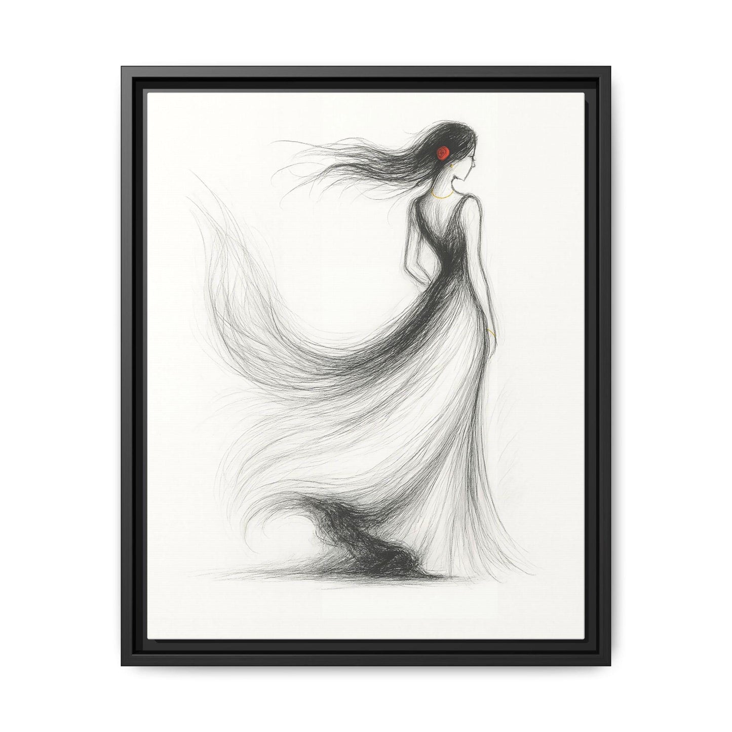 Framed Art Print, Modern Girl Wall Art, Hair Flowing Design, Contemporary Home Decor, Gift for Art Lovers, Aesthetic Room Accent