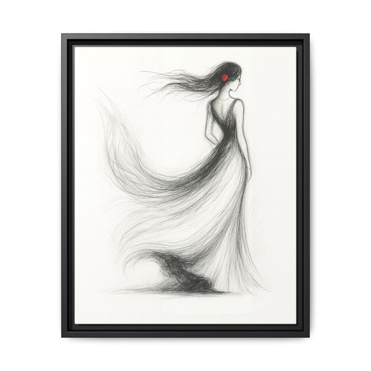 Framed Art Print, Modern Girl Wall Art, Hair Flowing Design, Contemporary Home Decor, Gift for Art Lovers, Aesthetic Room Accent