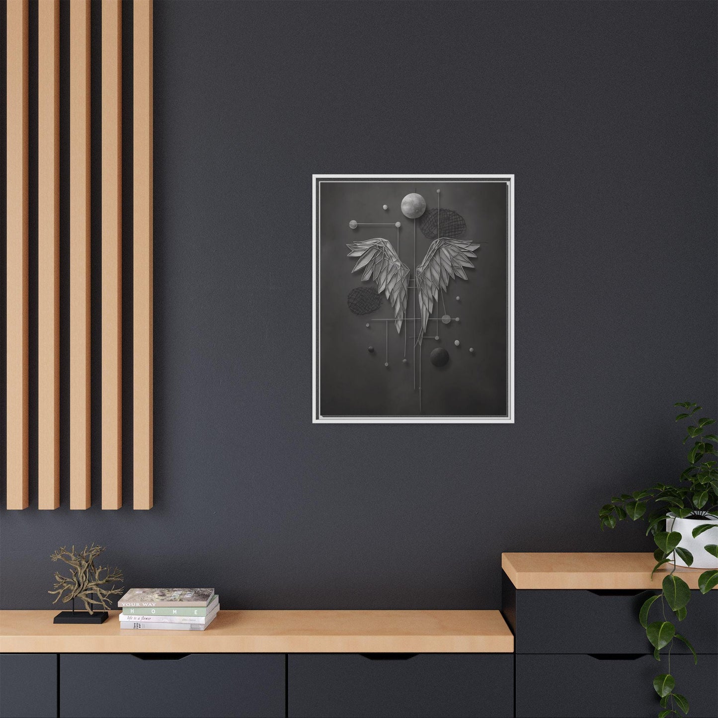 Framed Canvas Art, Modern Wall Decor, Angel Wings Artwork, Home Decoration, Gift for Art Lovers, Thoughtful Housewarming Gift