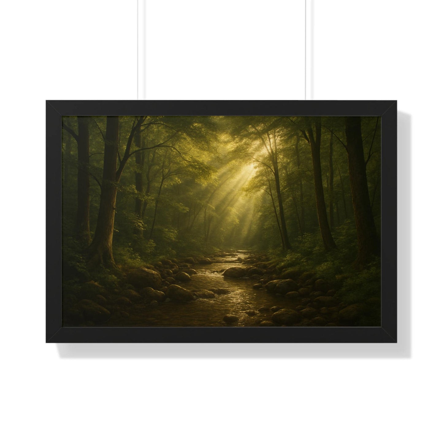 Serene Forest Framed Poster, Nature Wall Art, Rustic Home Decor, Gift for Nature Lovers, Relaxing Forest Scene