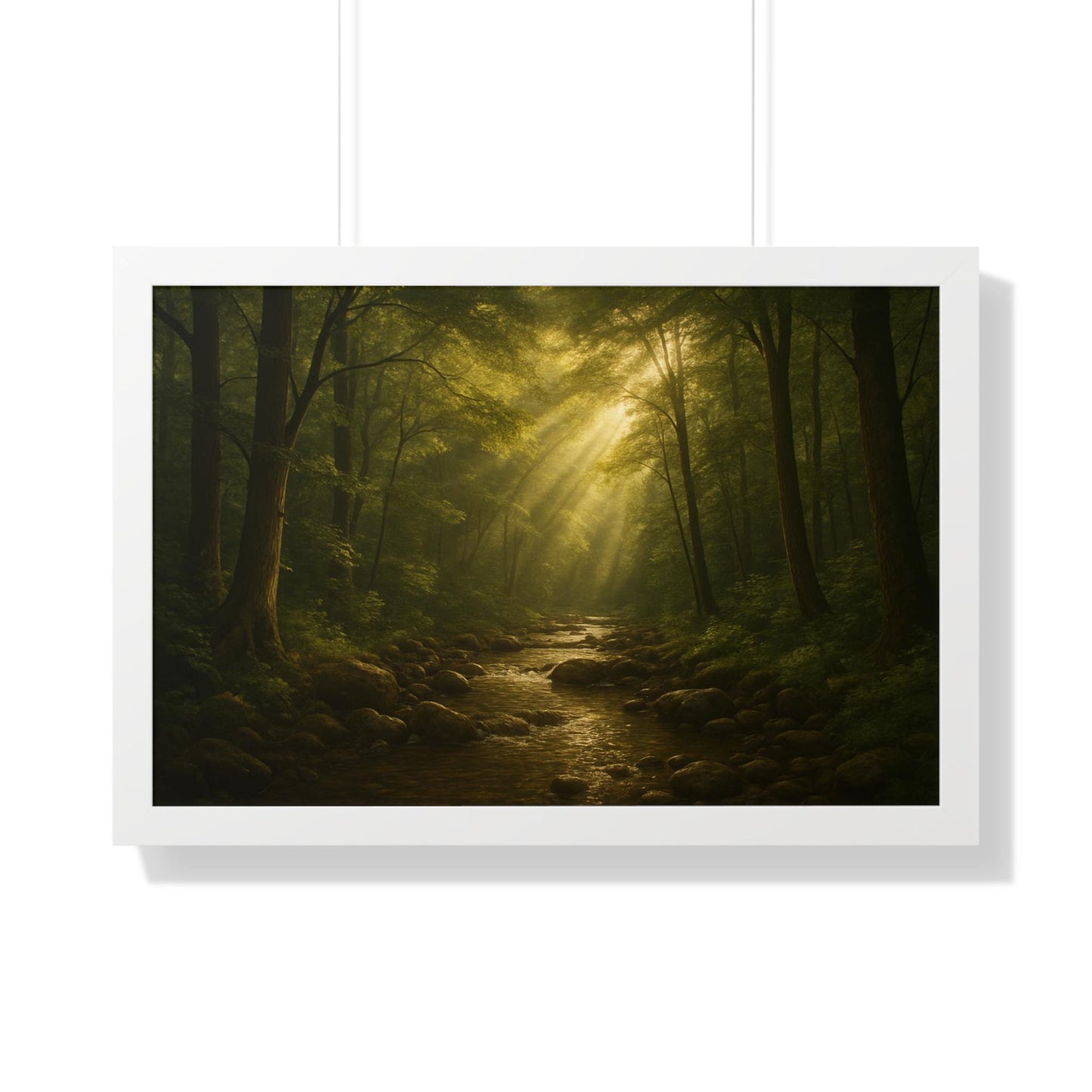 Serene Forest Framed Poster, Nature Wall Art, Rustic Home Decor, Gift for Nature Lovers, Relaxing Forest Scene