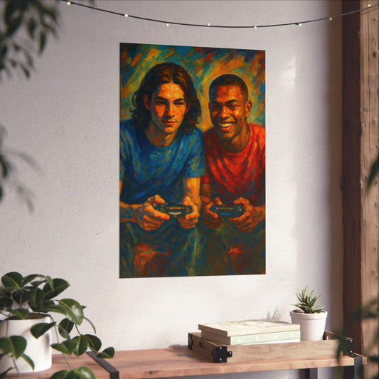 Gaming Bros Poster, Wall Art, Gift for Gamers, Game Room Decor, Playful Art Prints