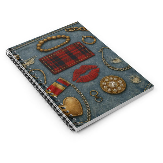 Denim-Inspired Spiral Notebook  | Journaling, Note-Taking, Gift for Her, Vintage Style, Boho Decor, Fashion Lover's Journal
