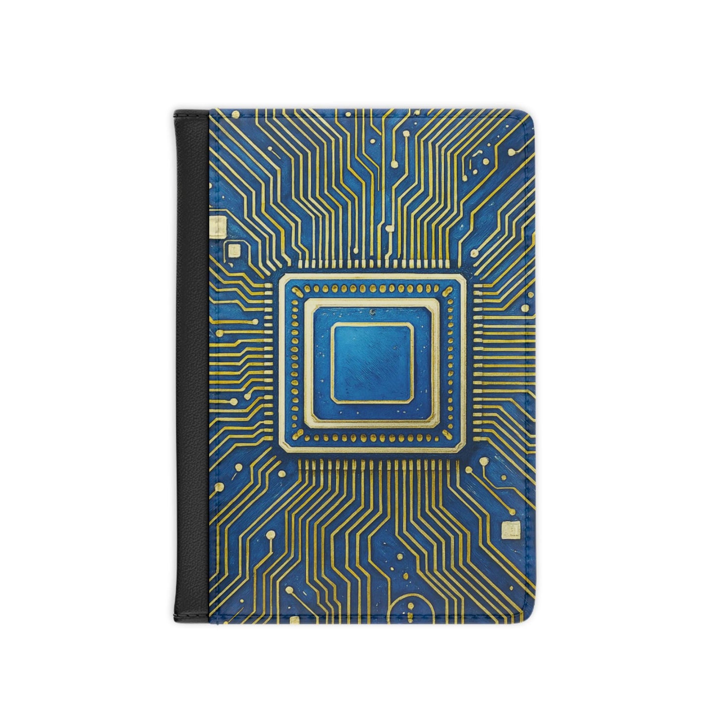 Tech-Inspired Passport Cover, Travel Wallet, Unique Gift for Travelers, Jet Setter Accessory, Computer Circuit Design