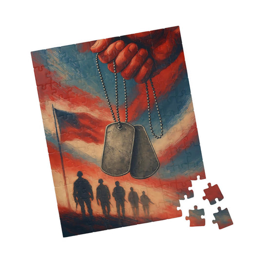 Patriotic Military Puzzle, Veteran Tribute Jigsaw, Memorial Day Gift, Family Game Night, Military Decor, American Flag Art