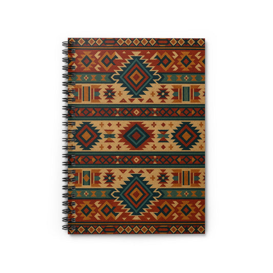 Native Pattern Spiral Notebook - Bohemian Journal, Creative Writing Pad, Study Note Book, Gift for Artist, Vintage Decor
