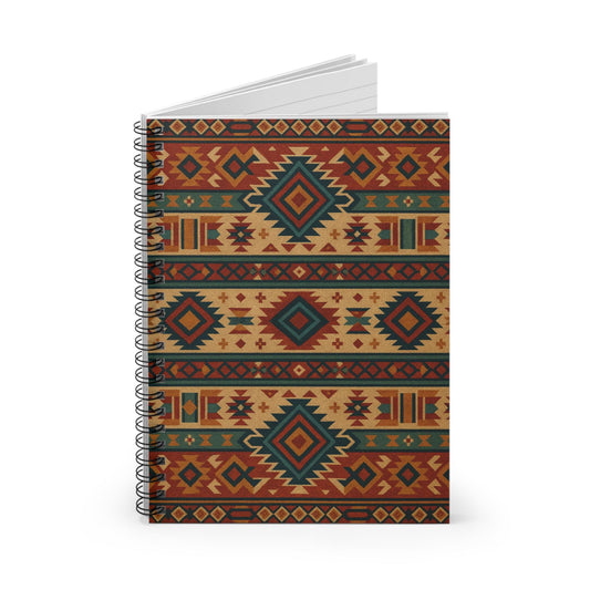 Native Pattern Spiral Notebook - Bohemian Journal, Creative Writing Pad, Study Note Book, Gift for Artist, Vintage Decor