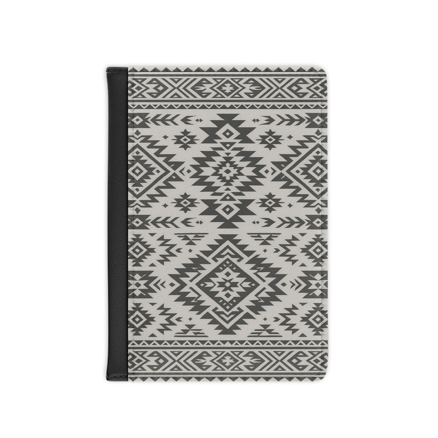 Stylish Passport Cover - Boho Chic Travel Accessory, Travel Journal, Gift for Travelers, Black and Grey Design, Adventure Essential