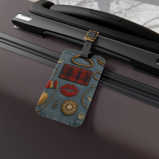 Red Lips Luggage Tag, Travel Accessory, Personalized Bag Tag, Unique Gift for Travelers, Adventure Ready